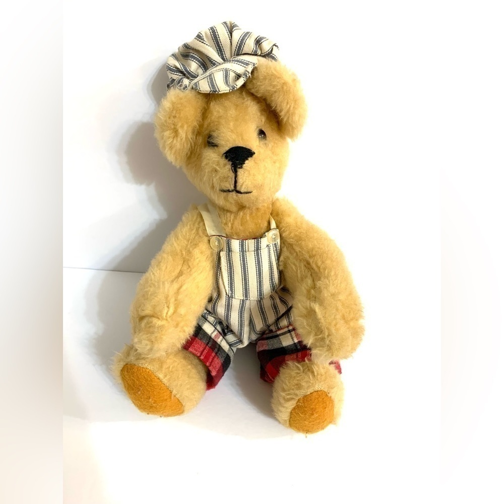 Vintage OOAK Handmade 14” Railroad Train Conductor Teddy Bear Jointed